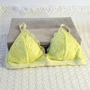 Stitches Bralette: Pale Spring Yellow Strappy Lace